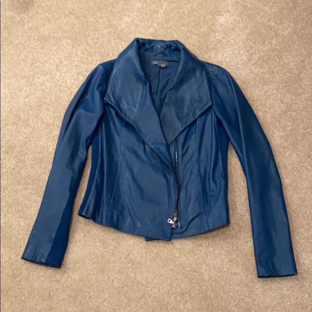Buttery-soft, Peacock-blue Vince Leather Jacket